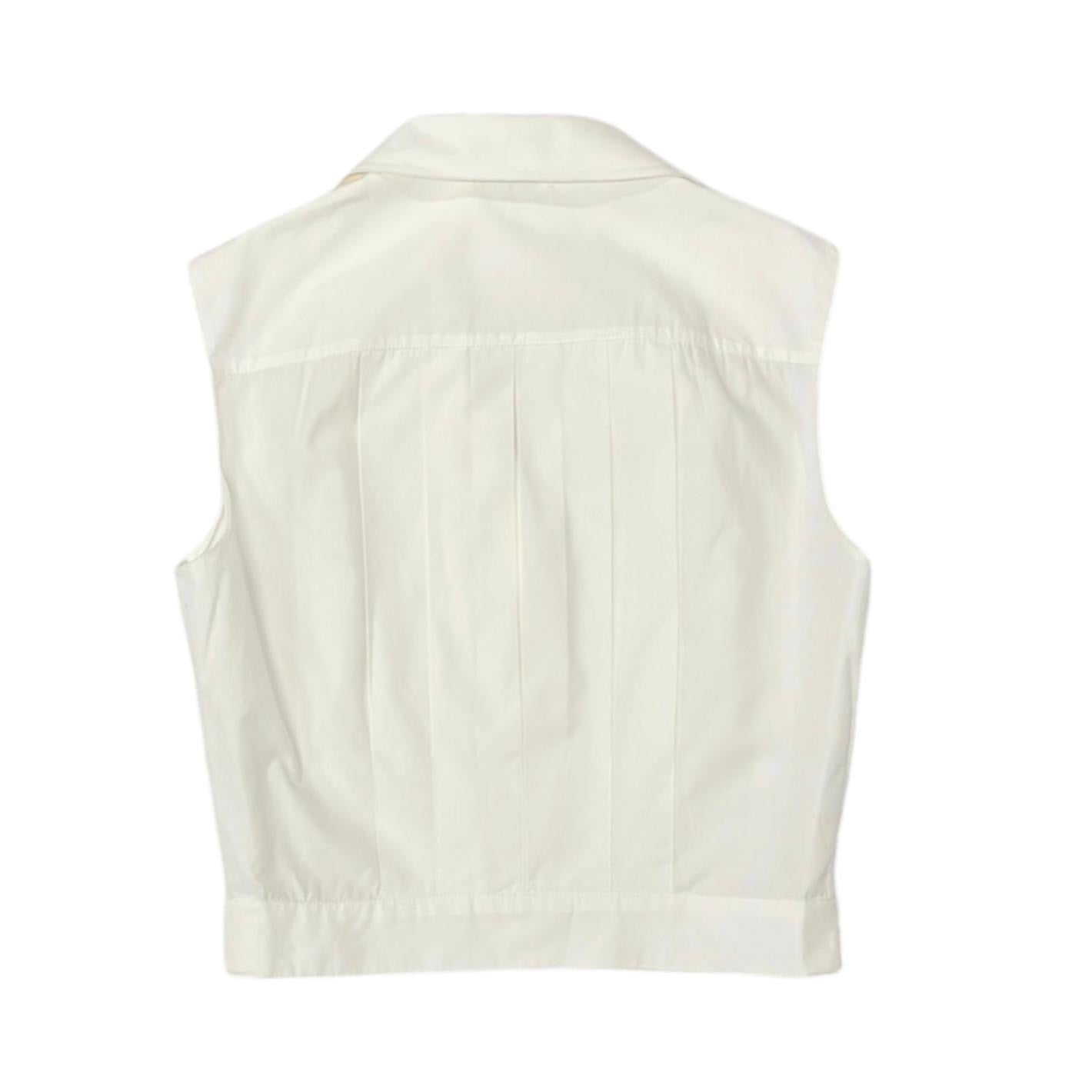 Chanel White Cropped Logo Button Down