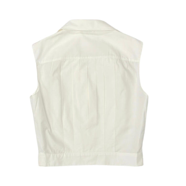 Chanel White Cropped Logo Button Down