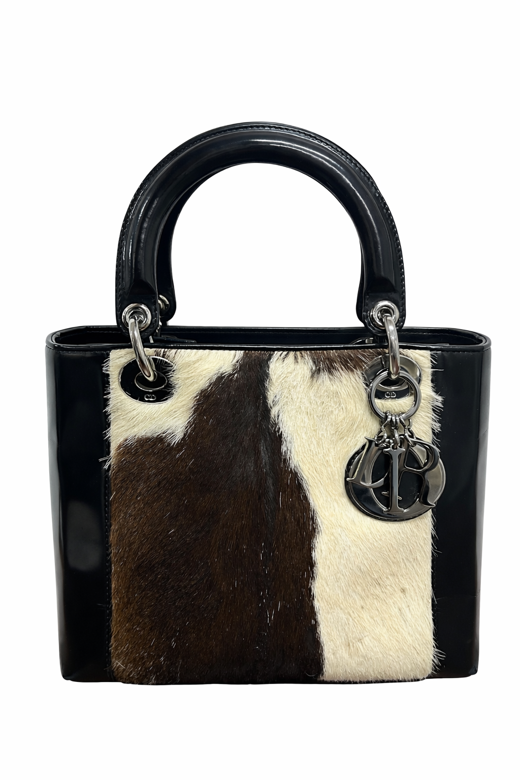 Dior Cow Print Fur Top Handle Bag