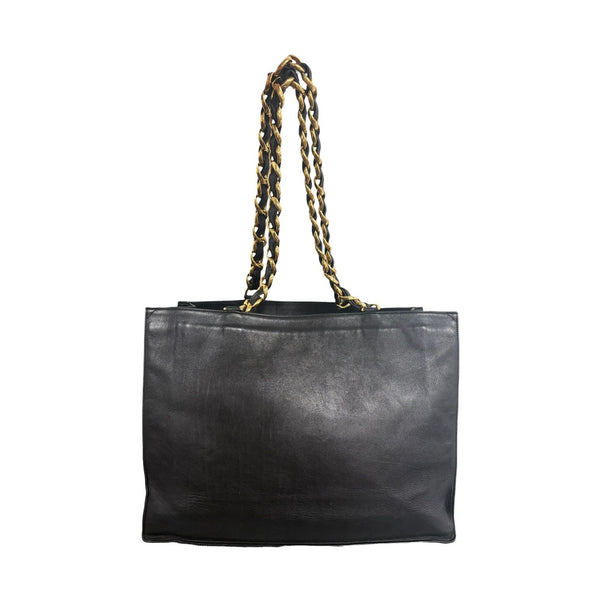 Chanel Black Logo Chain Shoulder Bag