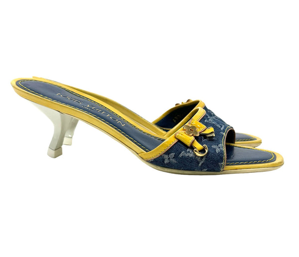 Louis Vuitton Blue Denim Kitten Heels