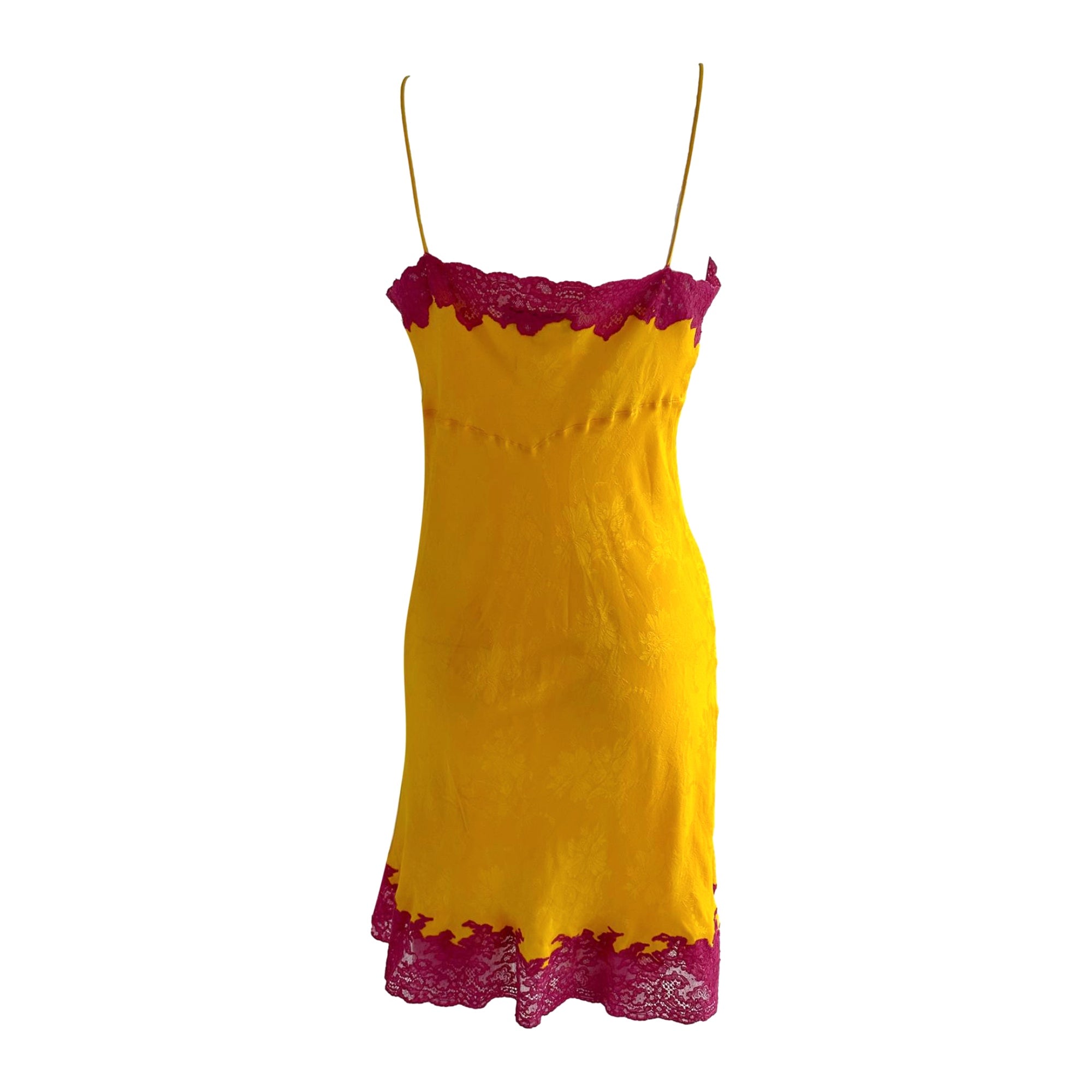 Dior Yellow Lace Slip Dress Dior Yellow Lace Slip Dress