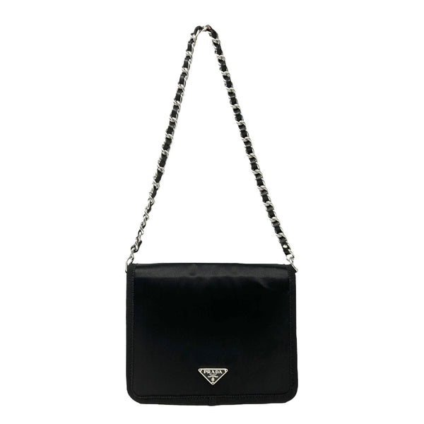 Prada Black Satin Mini Chain Bag