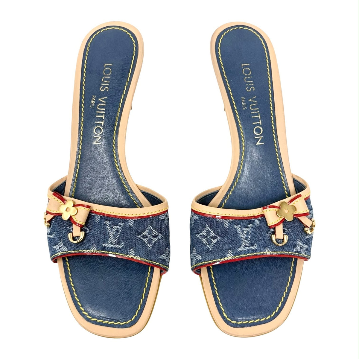 Louis Vuitton Blue Denim Kitten Heels