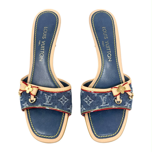 Louis Vuitton Blue Denim Kitten Heels