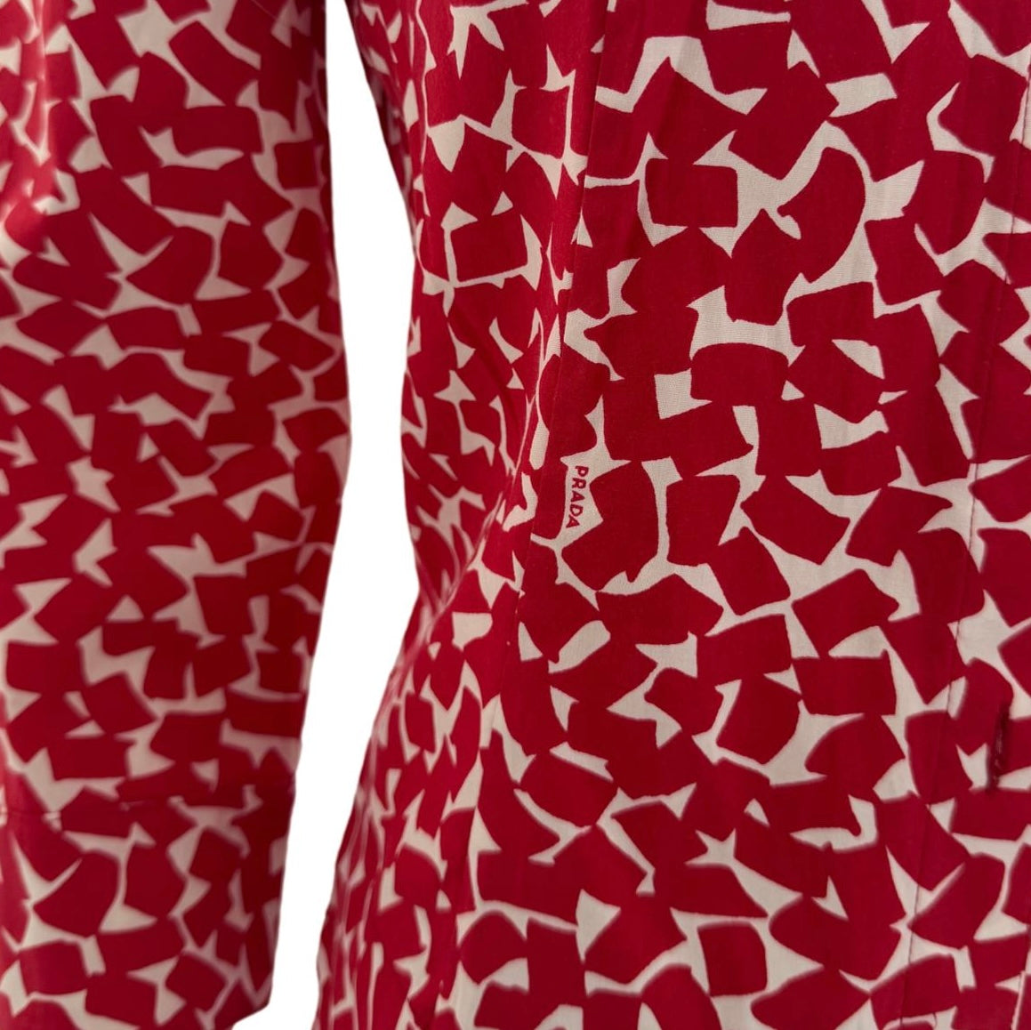 Prada Red Logo Print Cotton Skirt Set