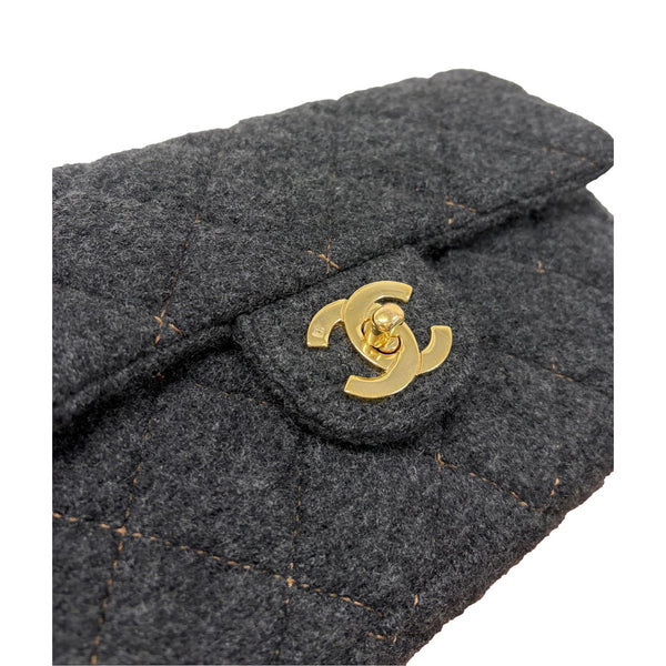 Chanel Grey Medium Wool Flap Bag