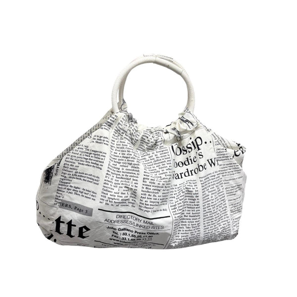 John Galliano Newsprint Ring Handle Bag