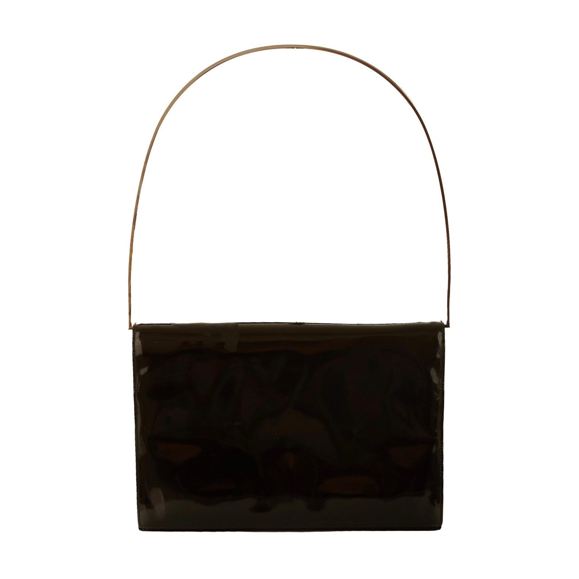 Gucci x Tom Ford Black Patent Metal Handle Bag