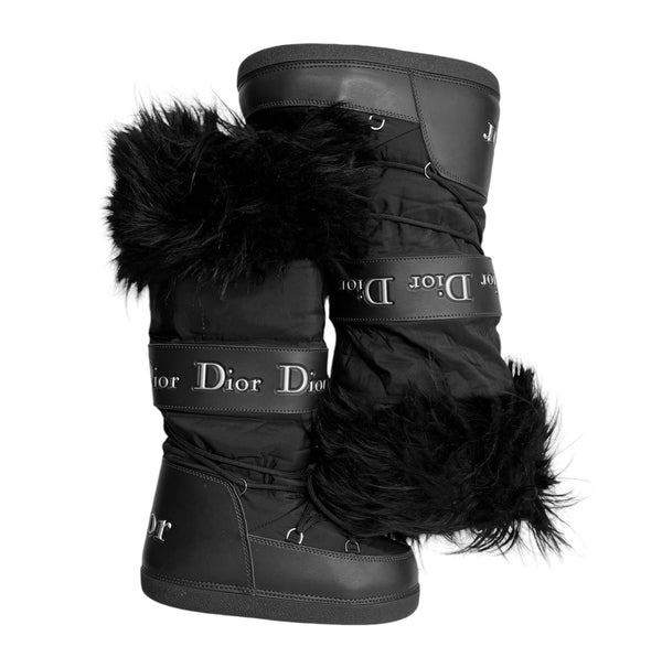 Dior Black Lace-Up Winter Boots