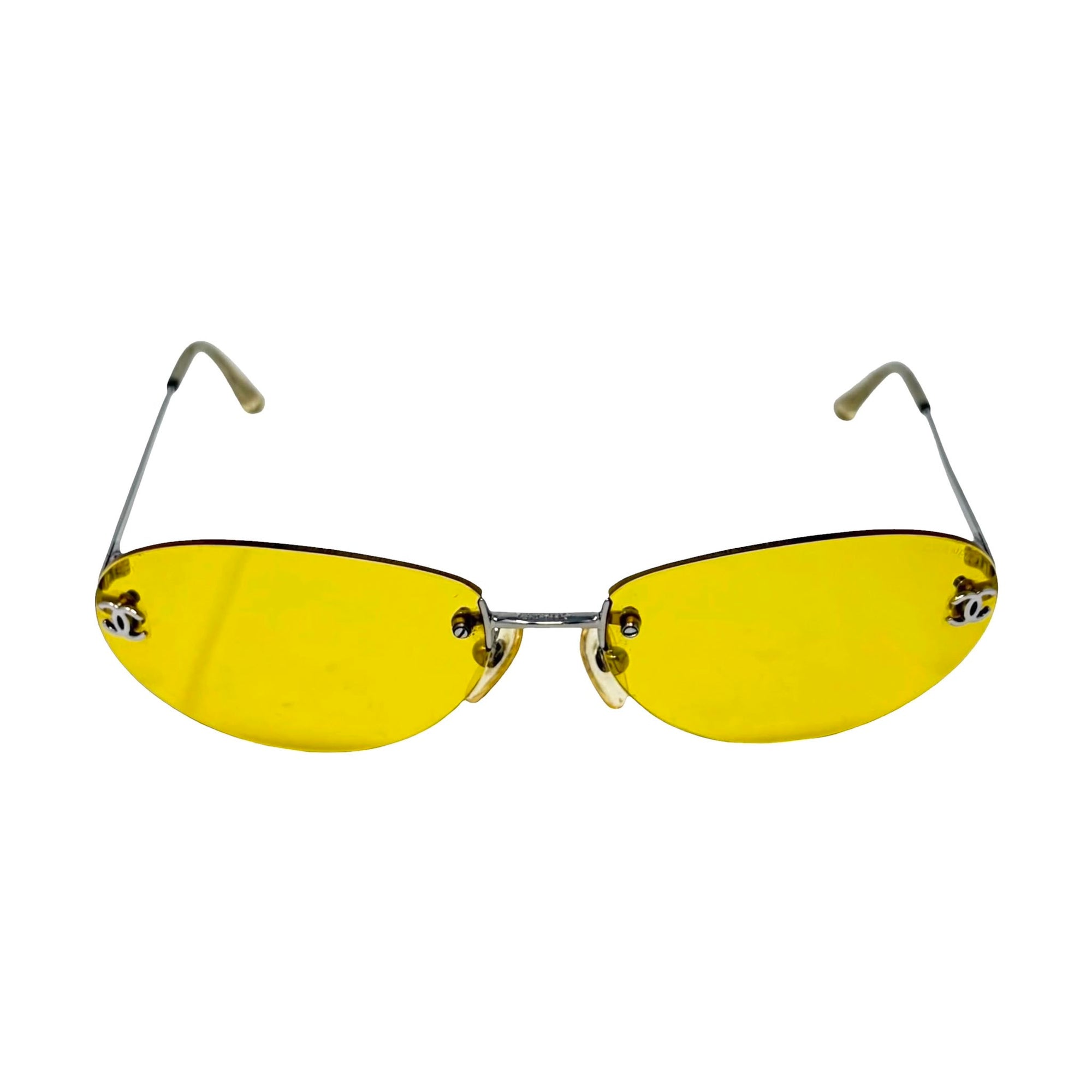 Chanel Yellow Mini Rimless Sunglasses