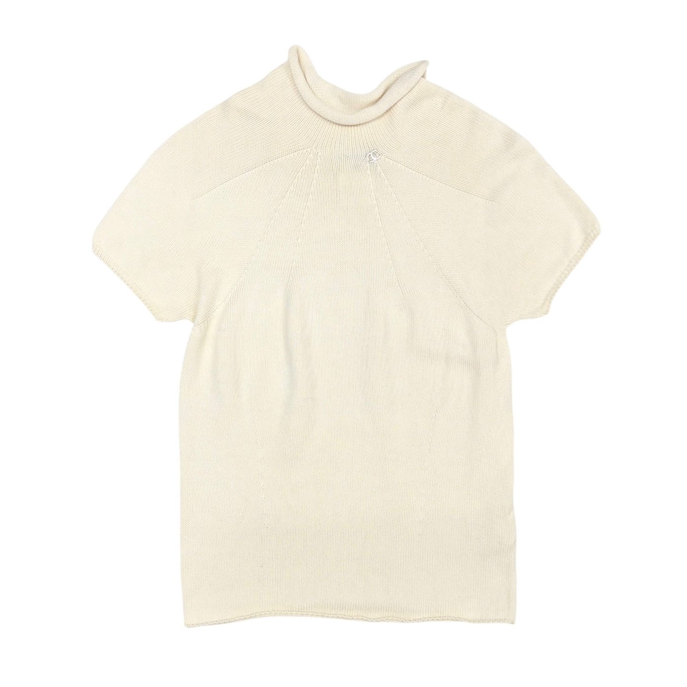 Chanel Ivory Logo Mock Neck Top