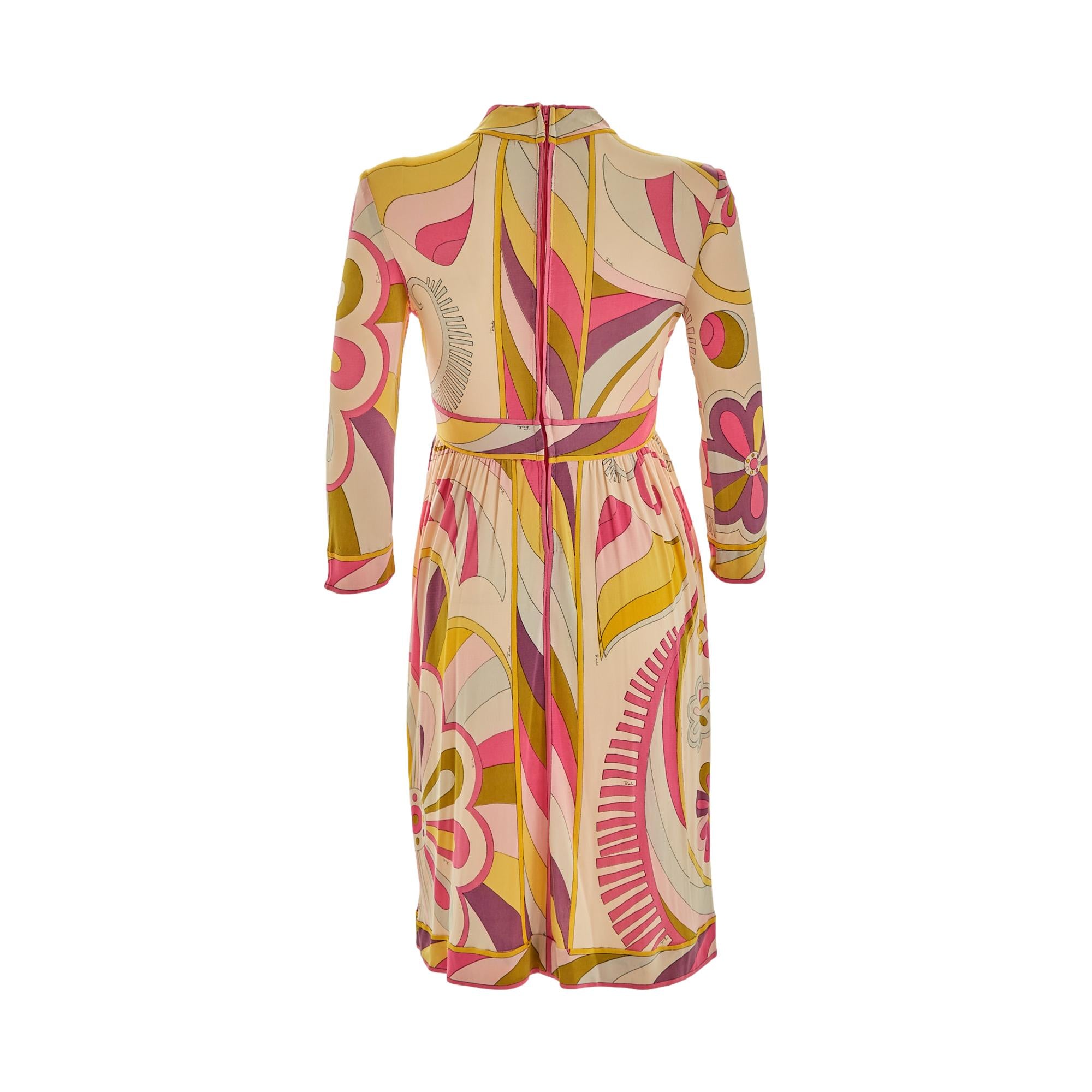 EMILIO PUCCI シフォン長袖ブラウス ピンク・イエロー Pucci Floral Pattern Longsleeve Dress – Treasures of NYC
