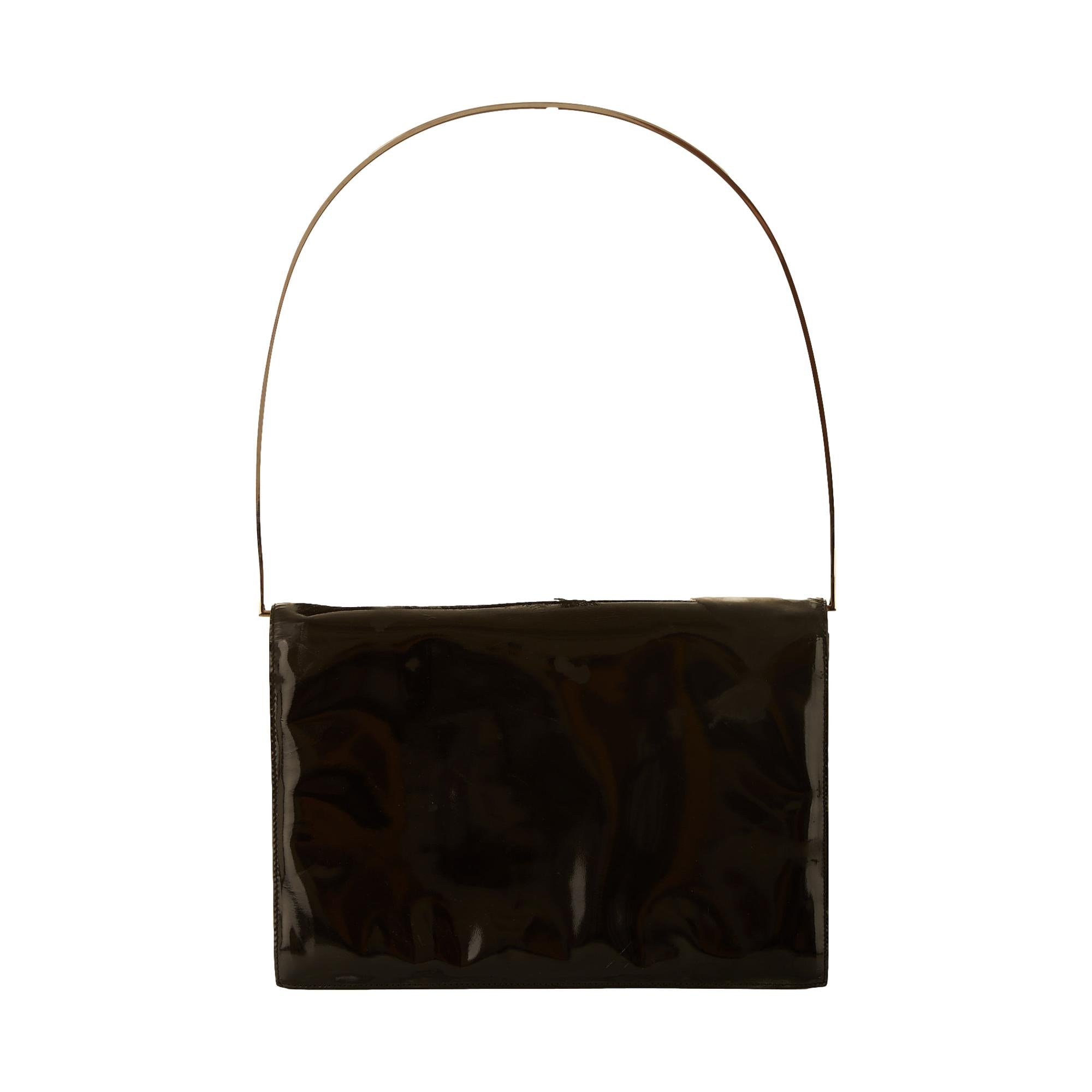 Gucci x Tom Ford Black Patent Metal Handle Bag