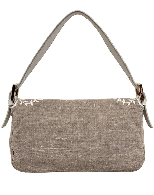 Fendi Tan Floral Baguette