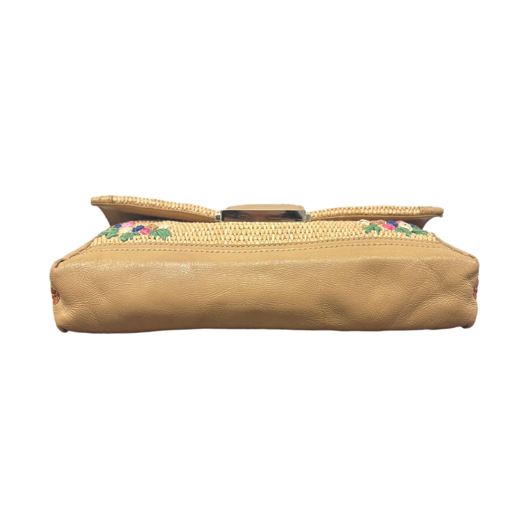 Fendi Beige Woven Chain Baguette