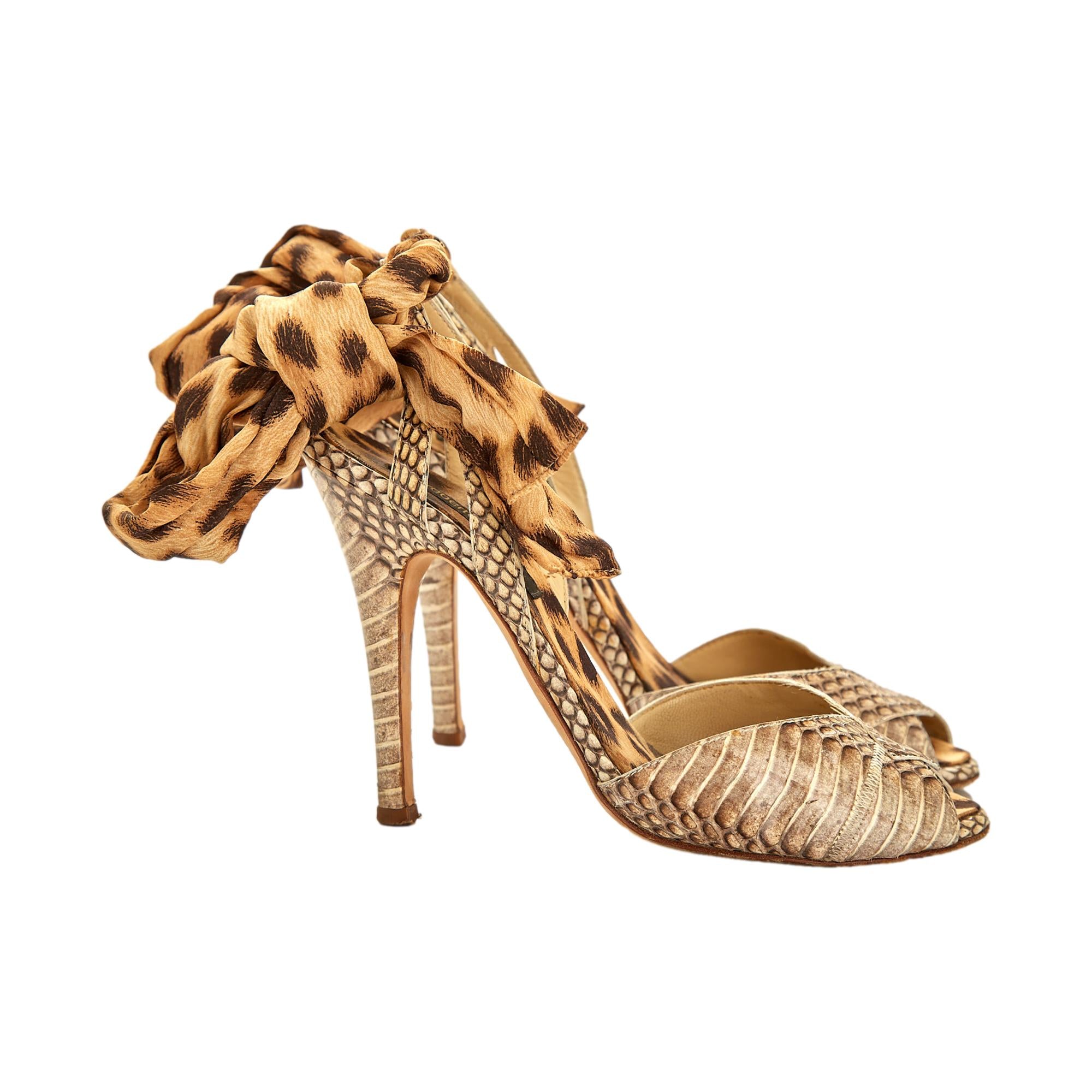 Roberto Cavalli Snakeskin Wrap Heel