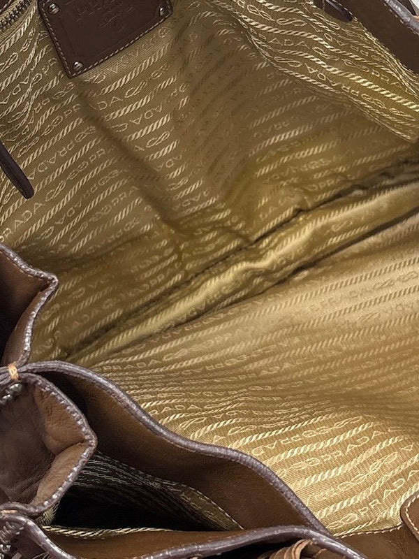 Prada Brown Fringe Leather Shoulder Bag