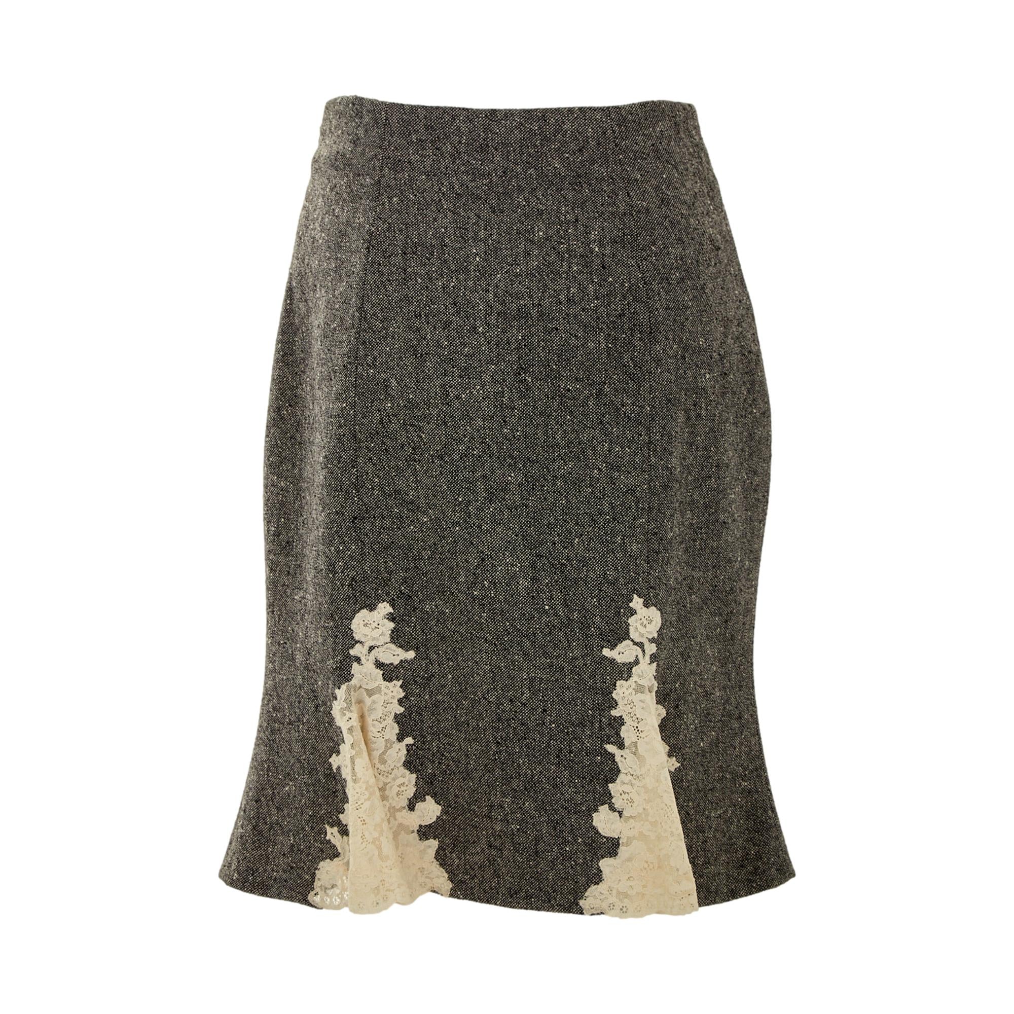 Dior Grey Tweed Lace Skirt