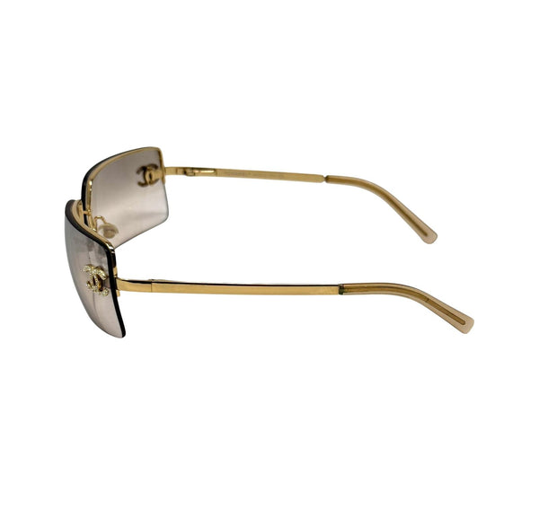 Chanel Smoke Rhinestone Rimless Sunglasses