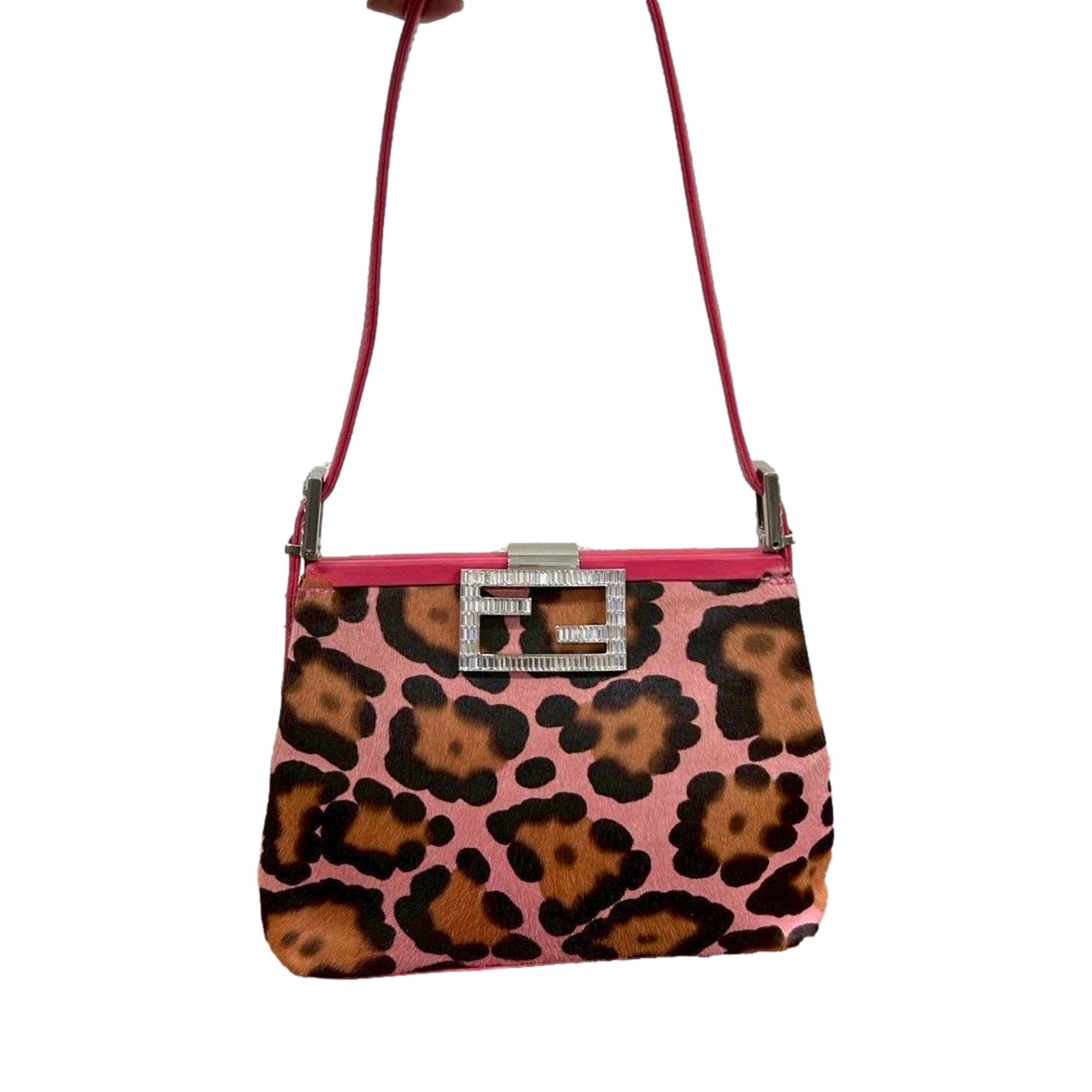 Fendi Pink Cheetah Mini Top Lock Bag
