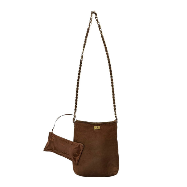Chanel Light Brown Shearling Crossbody Bag