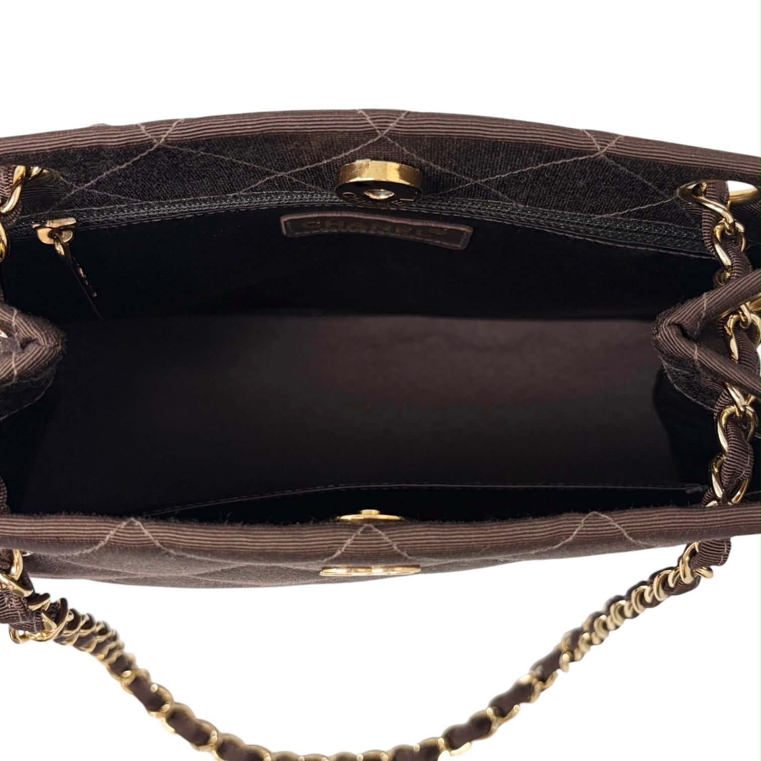 Chanel Brown Grossgrain Chain Shoulder Bag
