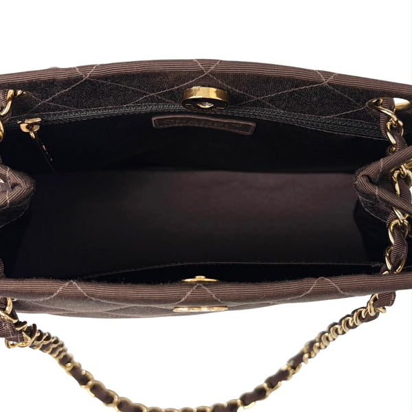 Chanel Brown Grossgrain Chain Shoulder Bag