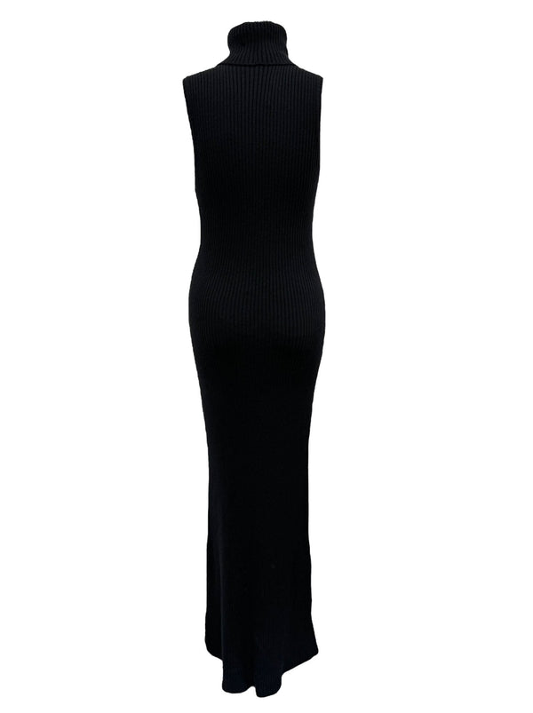 Chanel Black Ribbed Maxi Dress