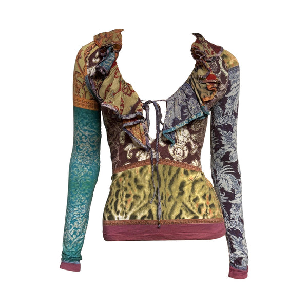 Roberto Cavalli Patchwork Tie Top