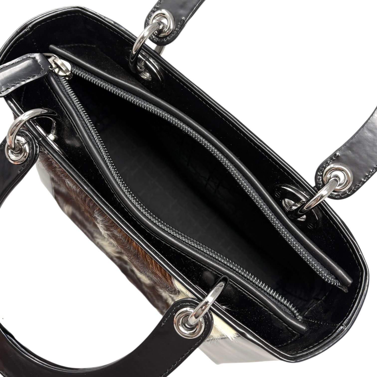 Dior Cow Print Fur Top Handle Bag