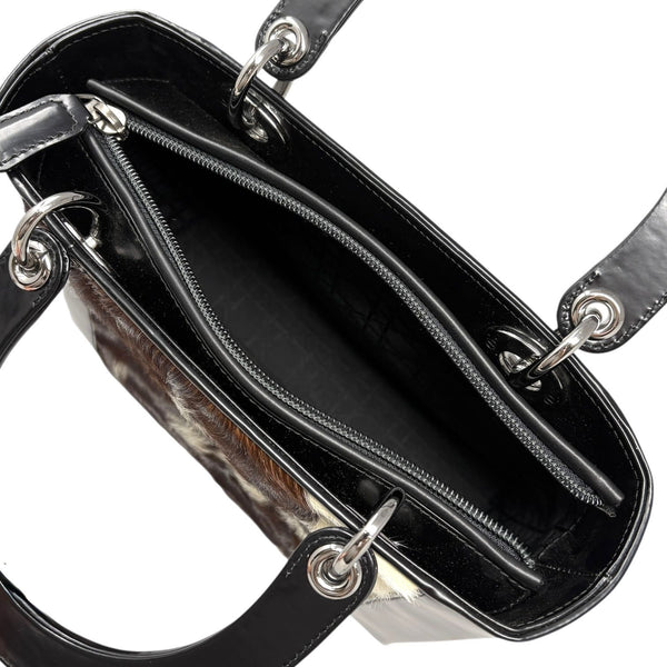 Dior Cow Print Fur Top Handle Bag