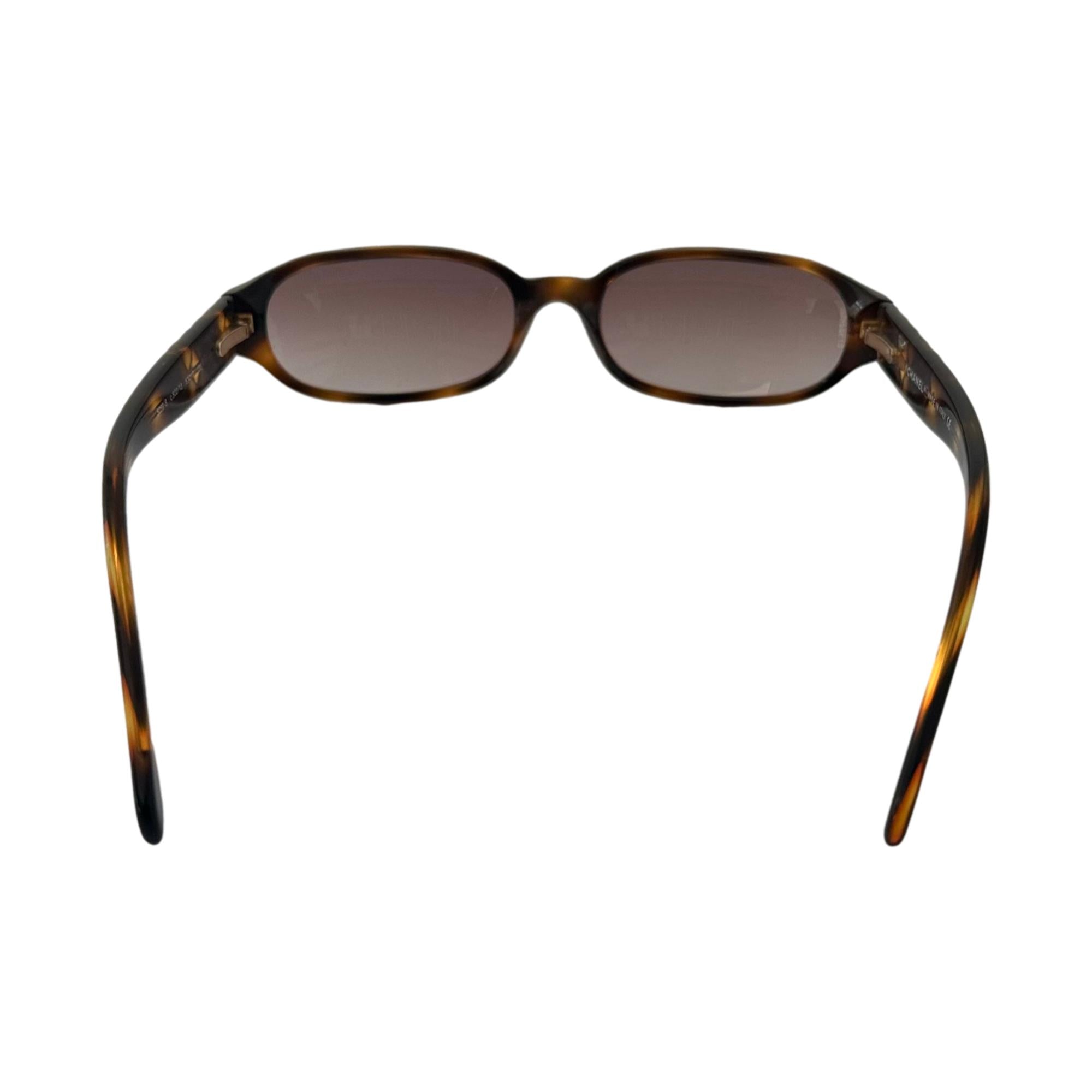 Chanel Brown Tortoise Rhinestone Sunglasses