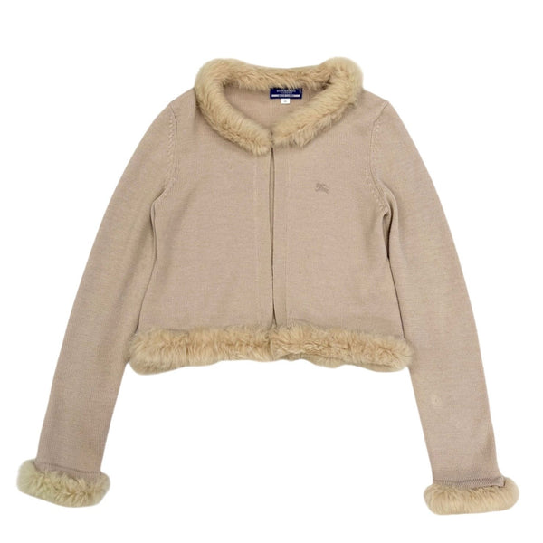 Burberry Tan Fur Trimmed Sweater