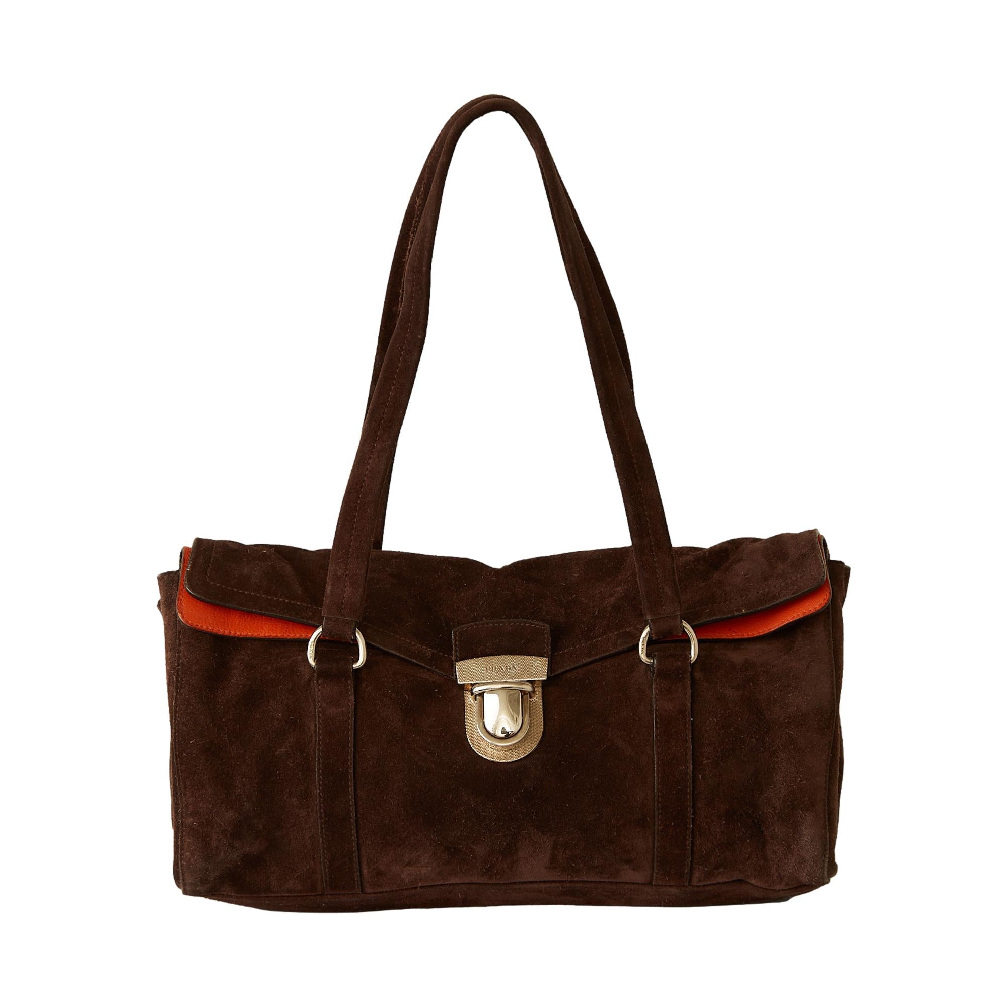 Prada Brown Suede Shoulder Bag