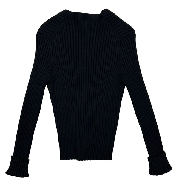 Chanel Black Ribbed Long Cardigan