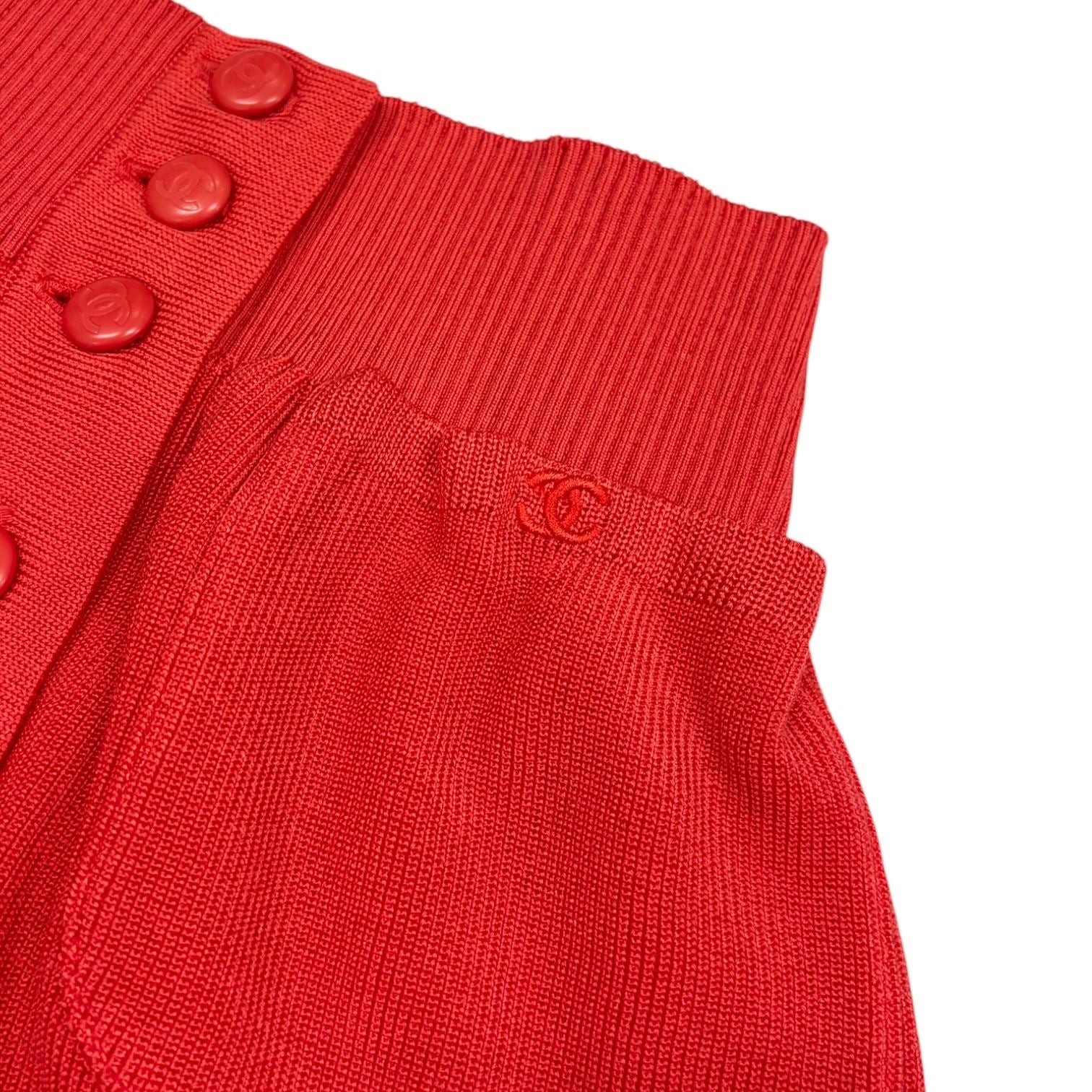 Chanel Red Ribbed 3-Pc Logo Set