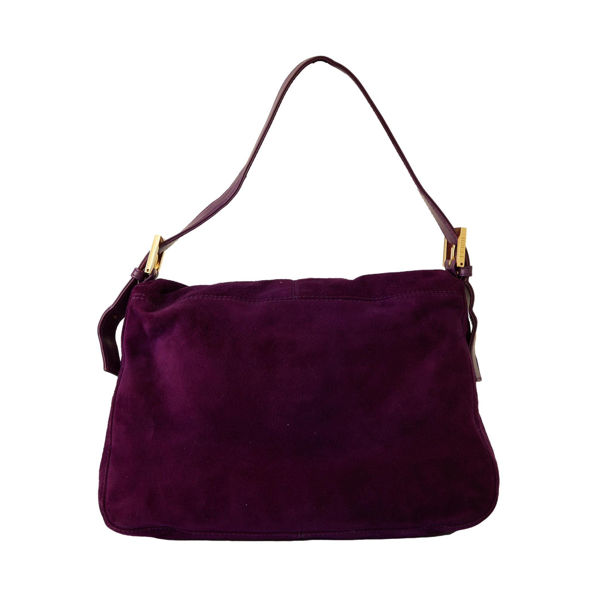 Fendi Purple Suede Baguette Bag