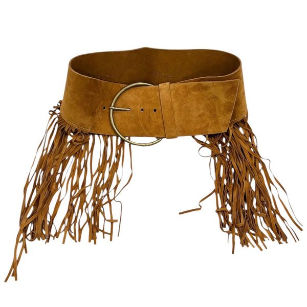 Miu Miu Brown Suede Fringe Belt