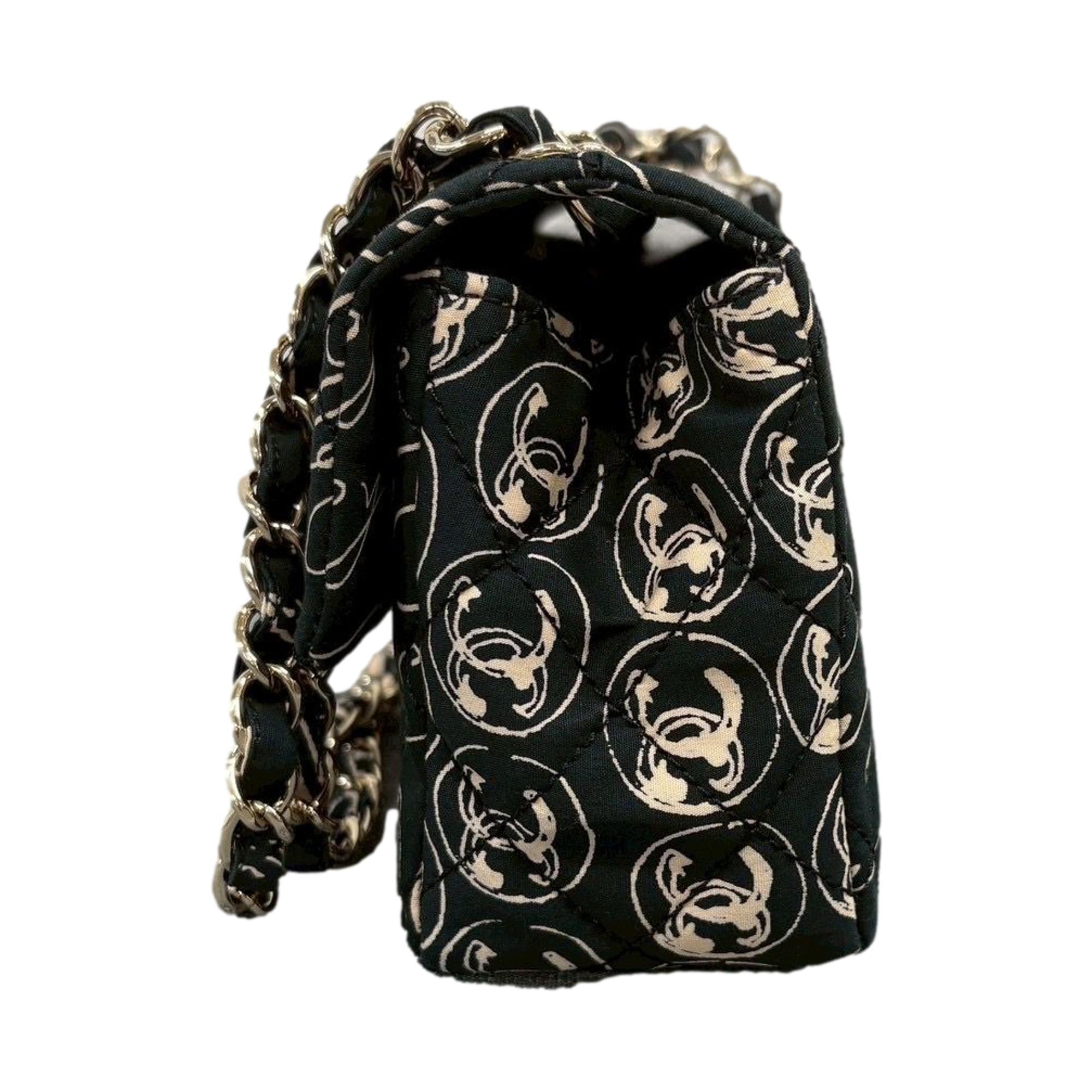 Chanel Black Coco Print Flap Bag