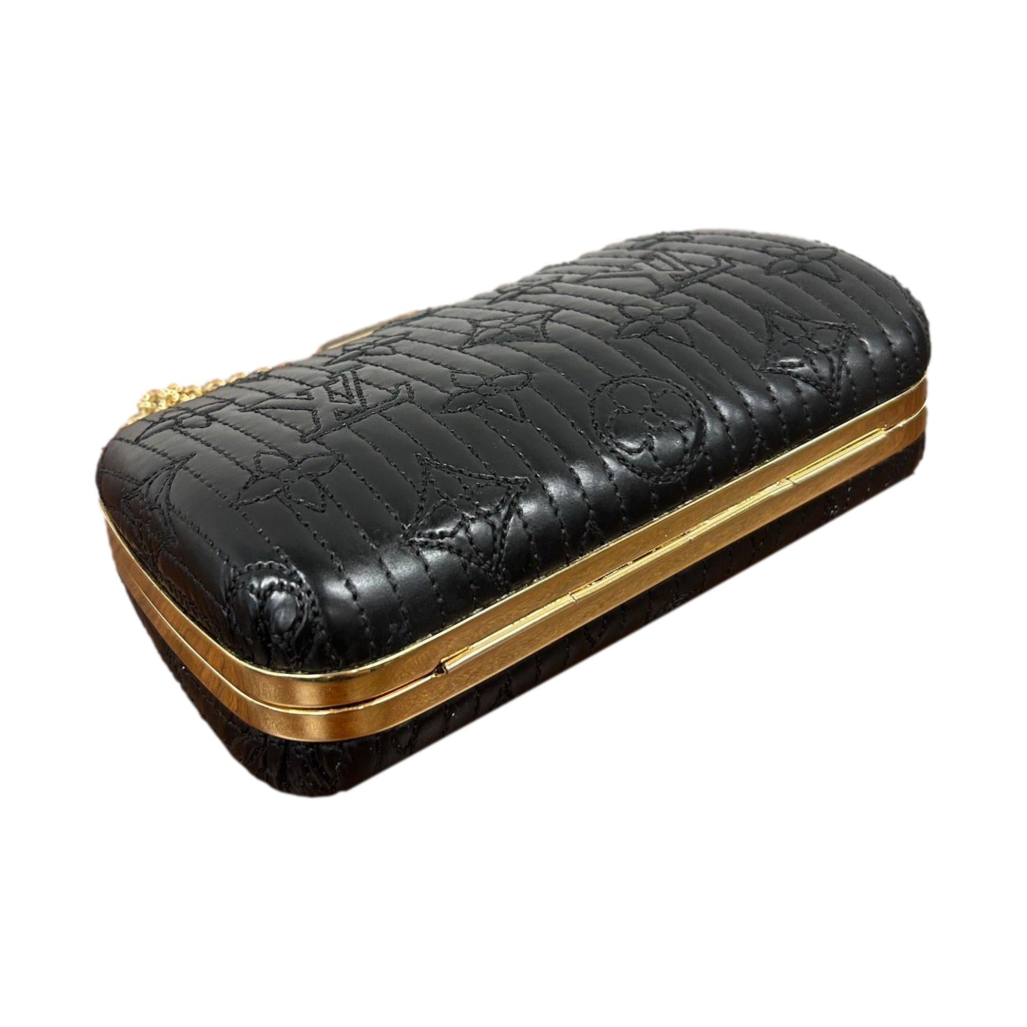 Louis Vuitton Black Leather Chain Clutch