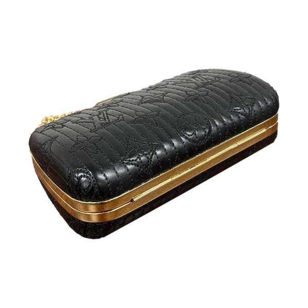 Louis Vuitton Black Leather Chain Clutch