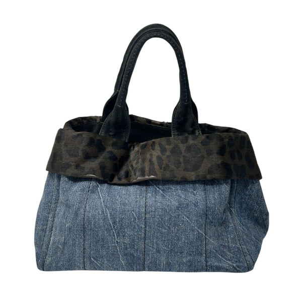 Prada Cheetah Print Denim Top Handle Bag