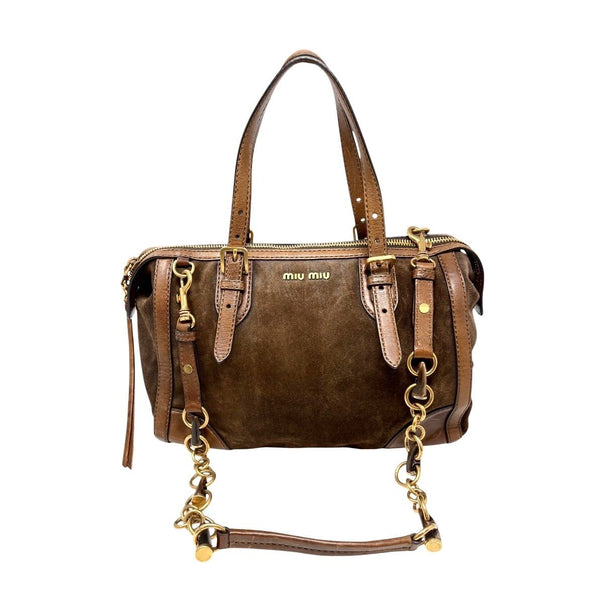 Miu Miu Brown Suede Oversized Bag