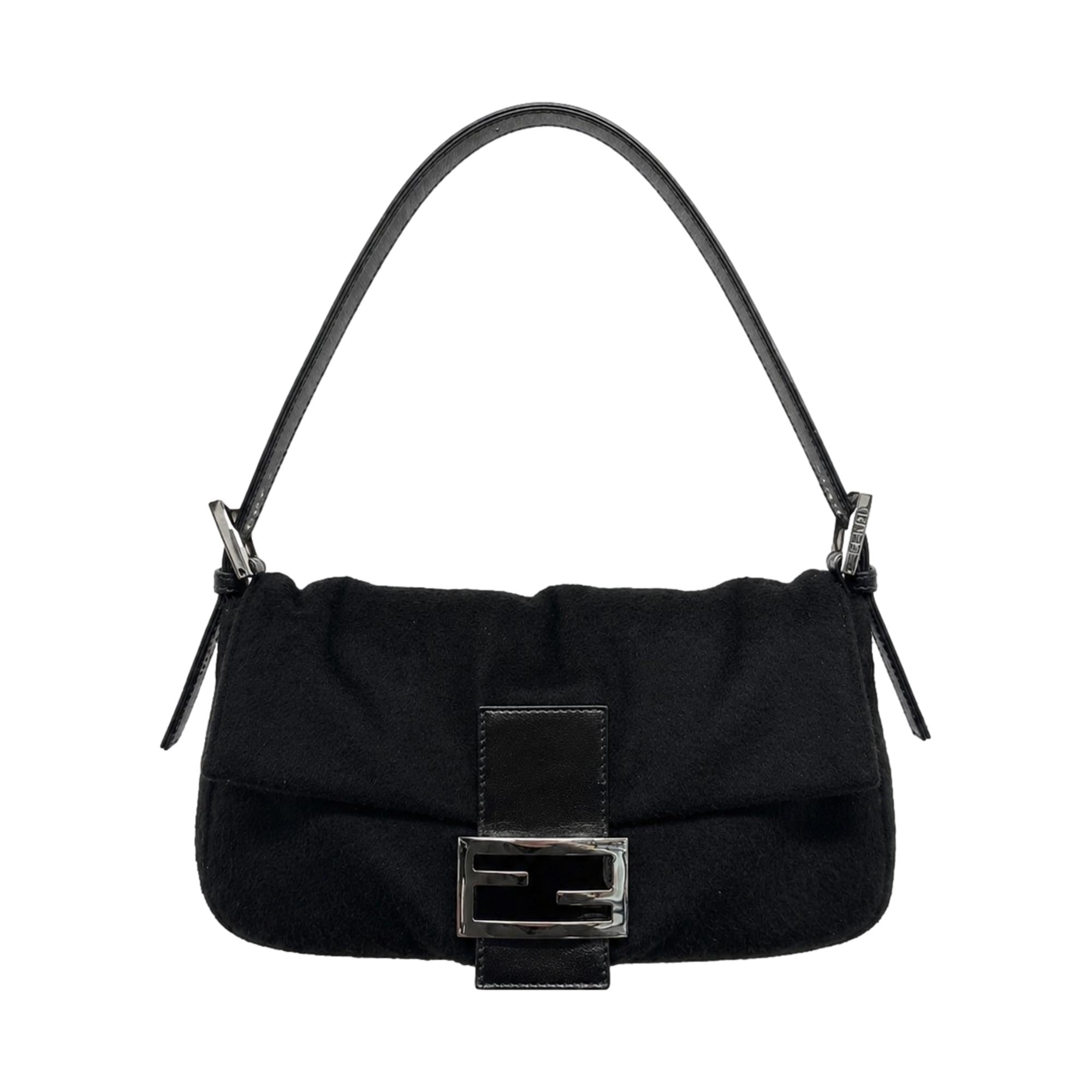 Fendi Black Cashmere Baguette Bag