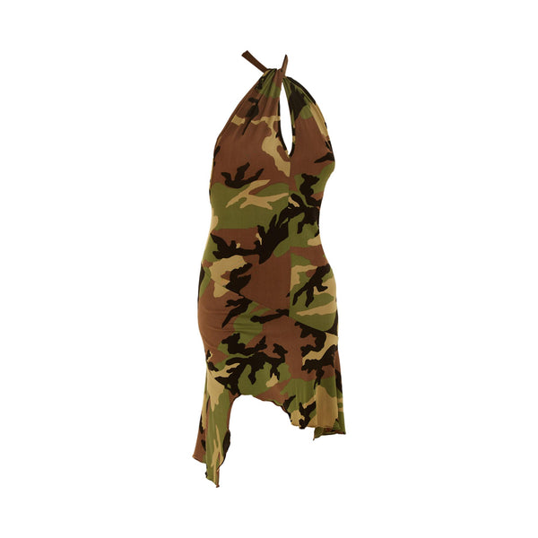 Dior Green Camo Halter Dress