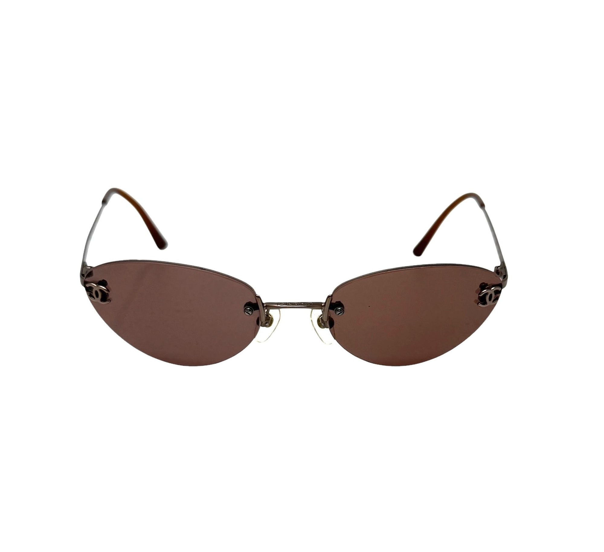 Chanel Brown Mini Rimless Sunglasses