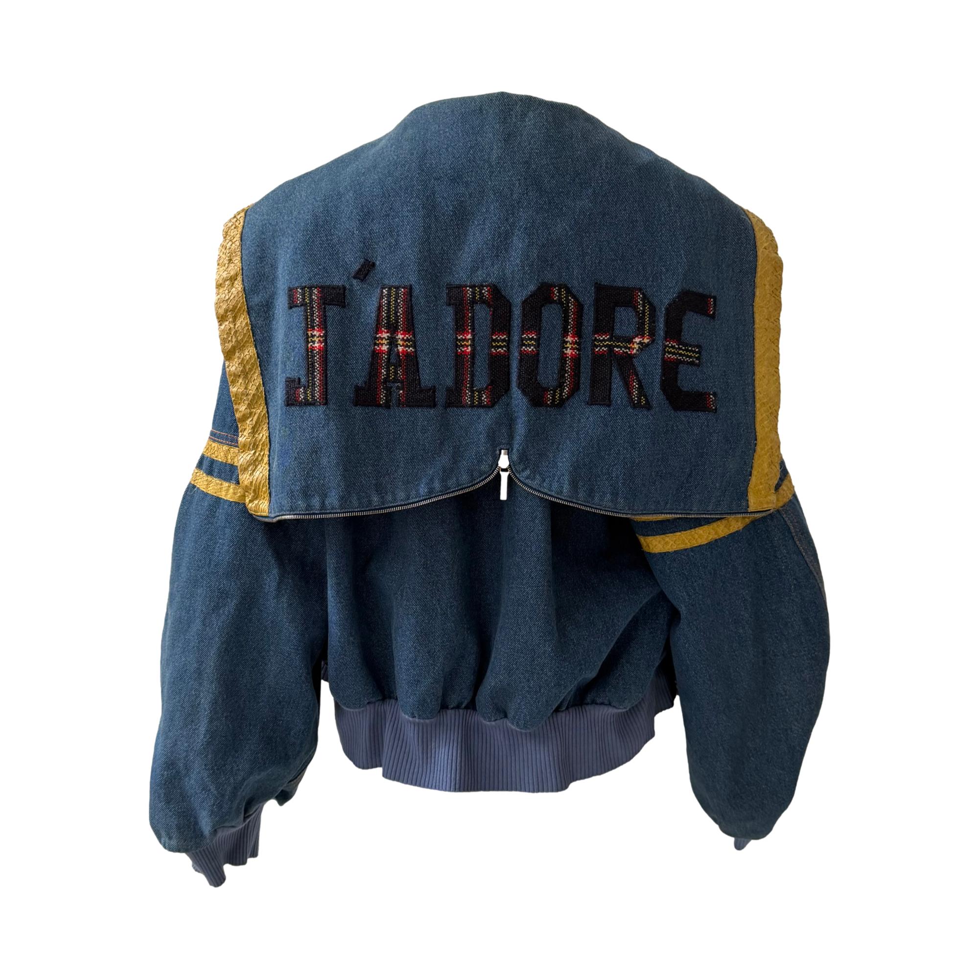 Dior 'J’adore' Denim Hooded Letterman Jacket