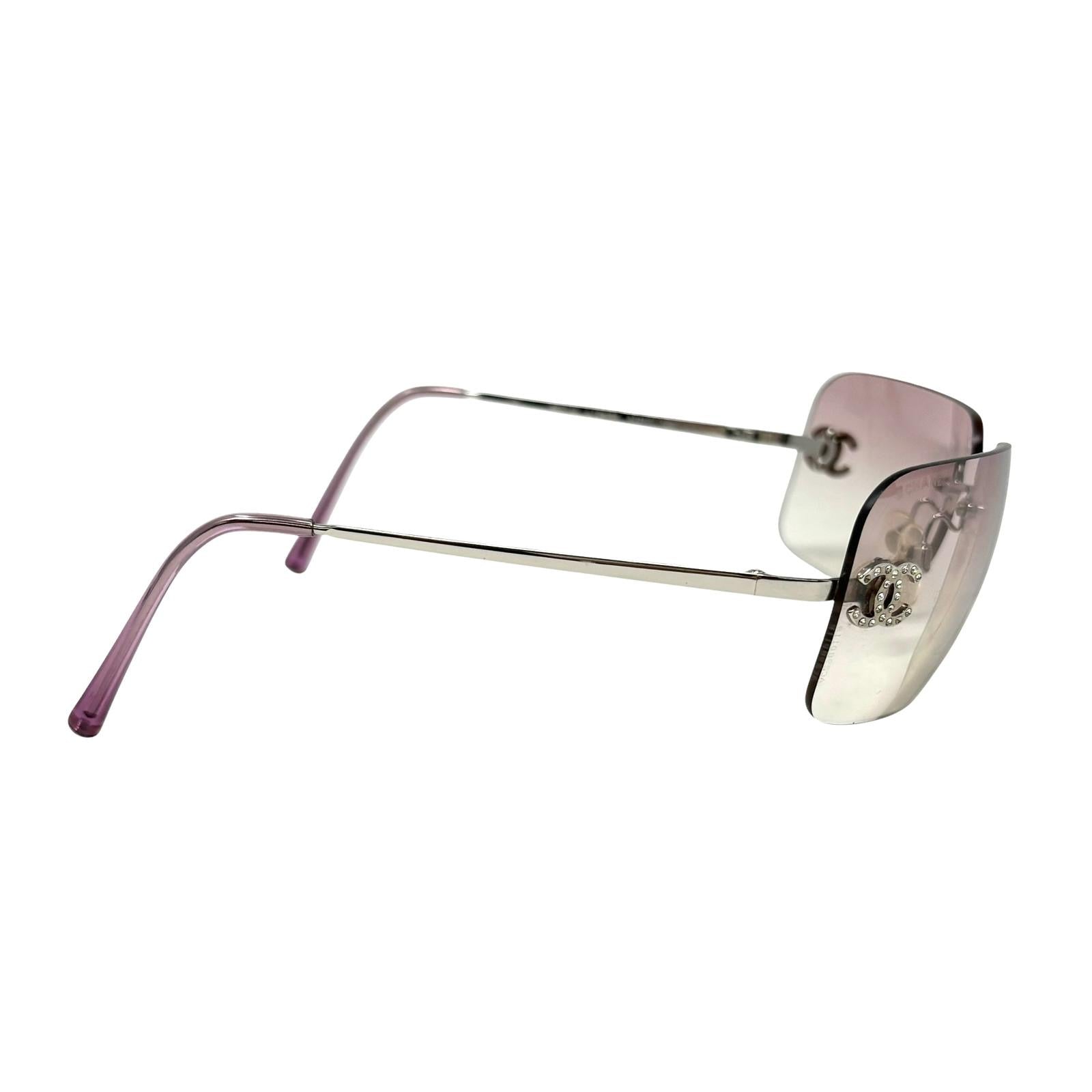 Chanel Pink Rhinestone Logo Sunglasses