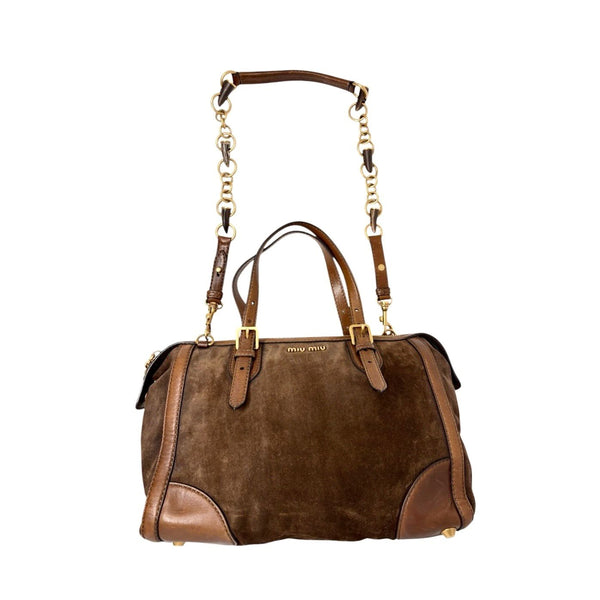 Miu Miu Brown Suede Oversized Bag